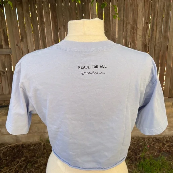 Uniqlo X Dick Bruna Peace for all Blue women’s tee cut cropped Bunny Print XS - Picture 2 of 7